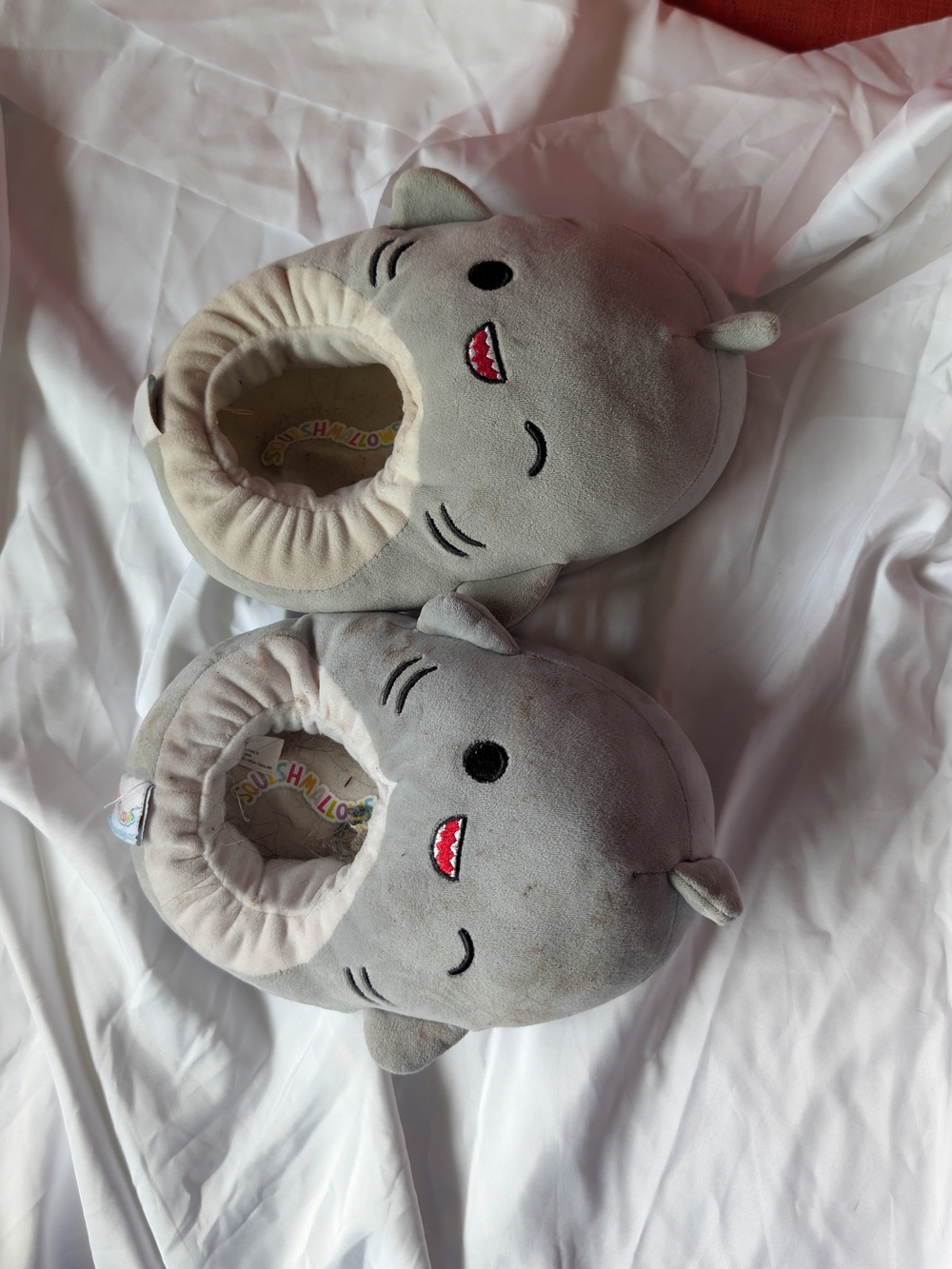 Kids Plush Shark Slippers - Gray